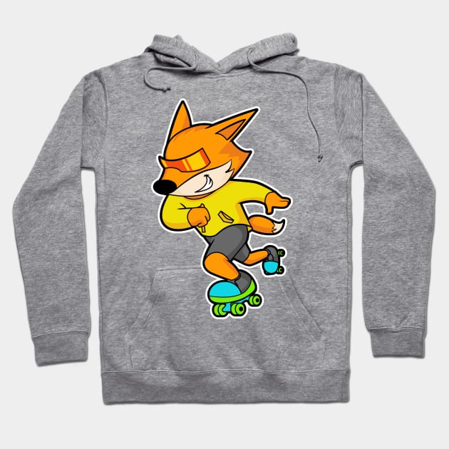 Fox as Skater with Roller skates Hoodie by Markus Schnabel